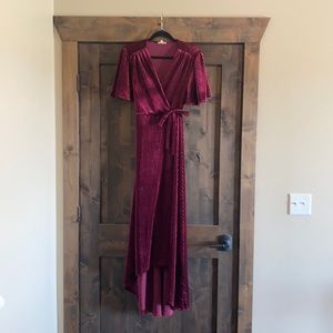 Velvet wine true wrap dress